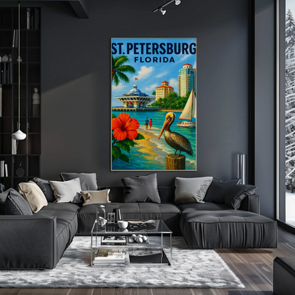 St Petersburg Florida Waterfront Pier Pelican Poster