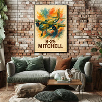 B-25 Mitchell WWII Vintage Aviation Art Poster