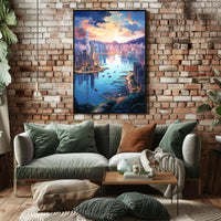 Modern Cityscape Art Vibrant Urban Scene Artistic Poster