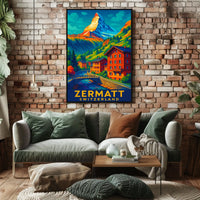 Zermatt Switzerland Scenic Alpine Majesty Wanderlust Lovers Travel Wall Art Poster