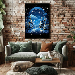Winter Night Pathway: Enchanting Fantasy Art Poster