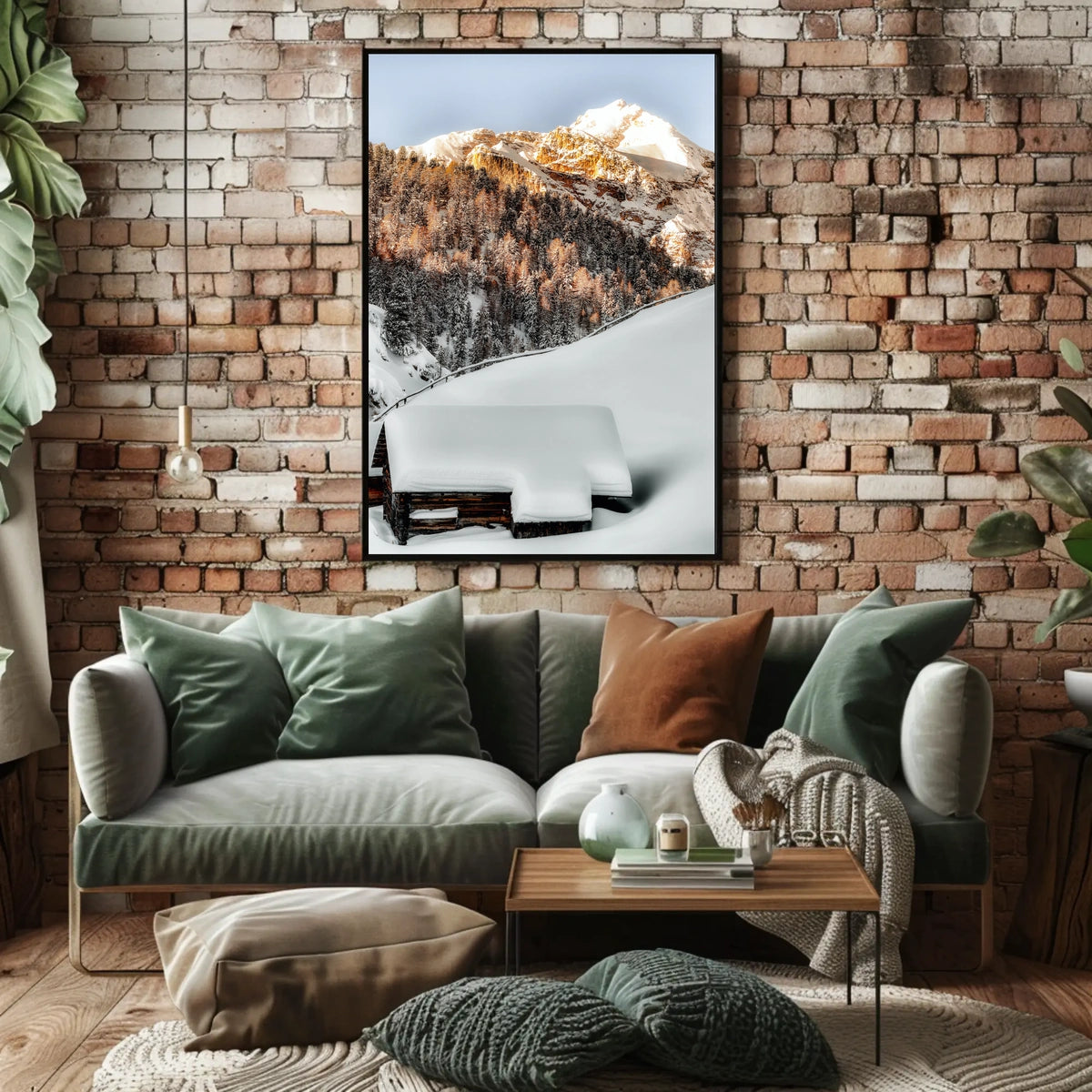 Winter Serenity Cabin in Snowy Alps National Park Poster