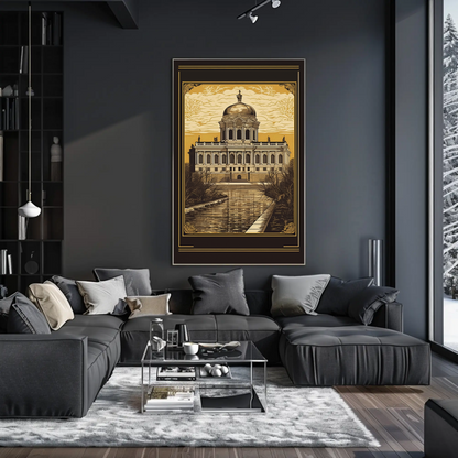 Baroque Palace Reflection Canal Scene Travel Poster