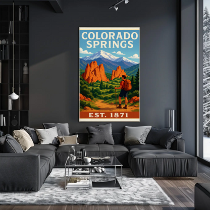 Colorado Springs Red Rocks Hiking Est 1871 Travel Poster