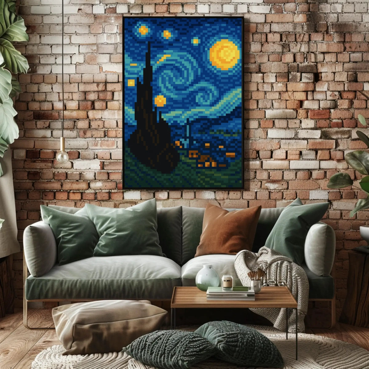 Pixelated Starry Night Poster