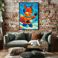 Winter Fox Scene Poster