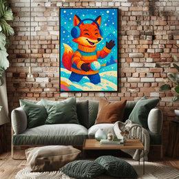 Winter Fox Scene Poster
