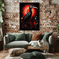 Stylized Heron in Abstract Modern Artwork Poster
