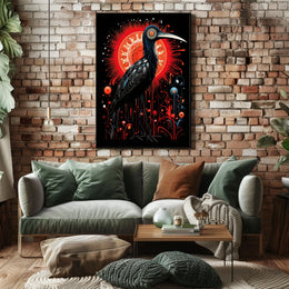 Stylized Heron in Abstract Modern Artwork Poster