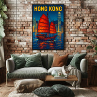 Hong Kong Harbor Scene Poster
