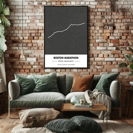 Boston Marathon Route Modern Minimalist Sports Poster