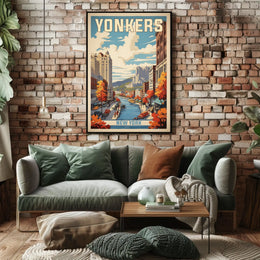 Yonkers Autumn Cityscape Art in Urban or Cityscape Poster
