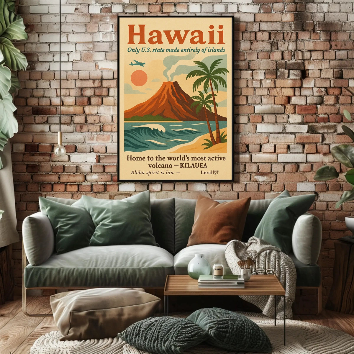 Hawaii Vintage Travel Poster: Volcano and Adventure