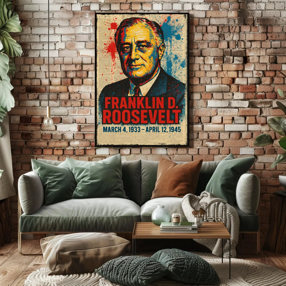 Franklin D. Roosevelt 32nd President of the United States Street Art Mashup Poster