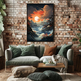 Serene Sunset Over Majestic Waters Poster PosterGoat