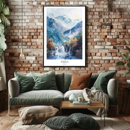 Andes Mountains Watercolor Landscape Art - Travel Poster PosterGoat