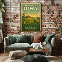 Iowa's Scenic Beauty Illustrated Travel Poster