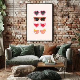 Stylish Sunglasses Collection in Playful Pop Culture Poster PosterGoat