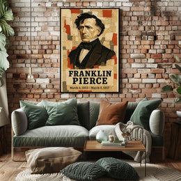 Franklin Pierce 14th President of the United States Layered paper Collage Poster