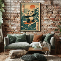Pandas Surfing Adventure Poster PosterGoat