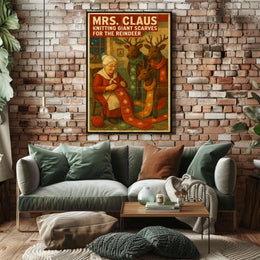 Mrs. Claus Knitting For Reindeer Poster