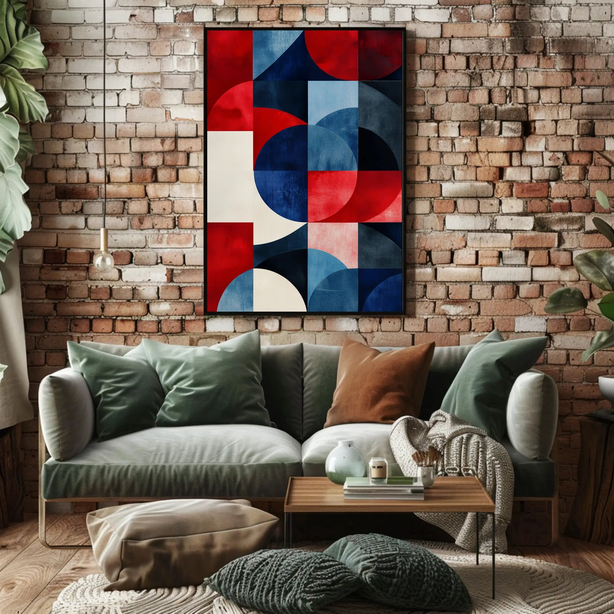 Geometric Shapes In Patriotic Abstract Art Modern Poster