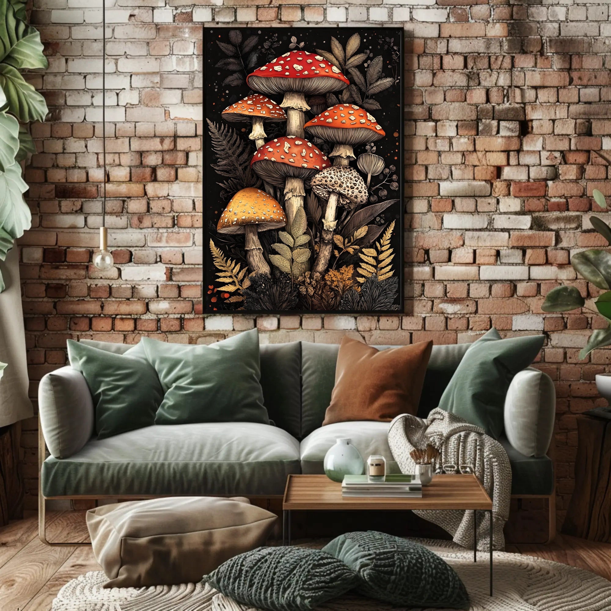 Enchanted Forest Fungi Art Print Wall Decor