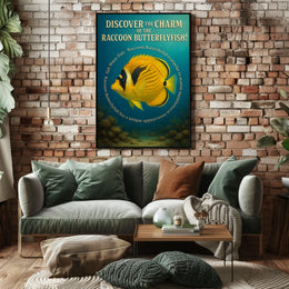 Raccoon Butterflyfish Underwater Artistic Vintage Poster