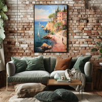 Coastal Mediterranean Cliffside View Travel Poster