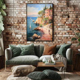 Coastal Mediterranean Cliffside View Travel Poster