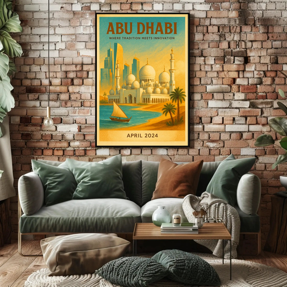 Abu Dhabi Fusion Vintage Travel Art Travel Poster