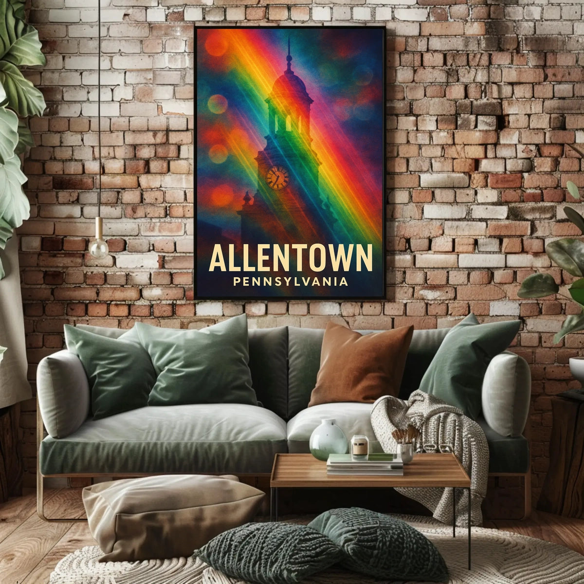 Allentown Clock Tower Vibrant Modern Art Urban Cityscape Rainbow Gradient Poster