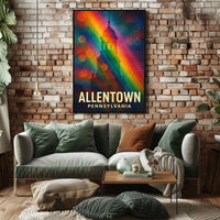 Allentown Clock Tower Vibrant Modern Art Urban Cityscape Rainbow Gradient Poster
