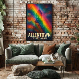 Allentown Clock Tower Vibrant Modern Art Urban Cityscape Rainbow Gradient Poster