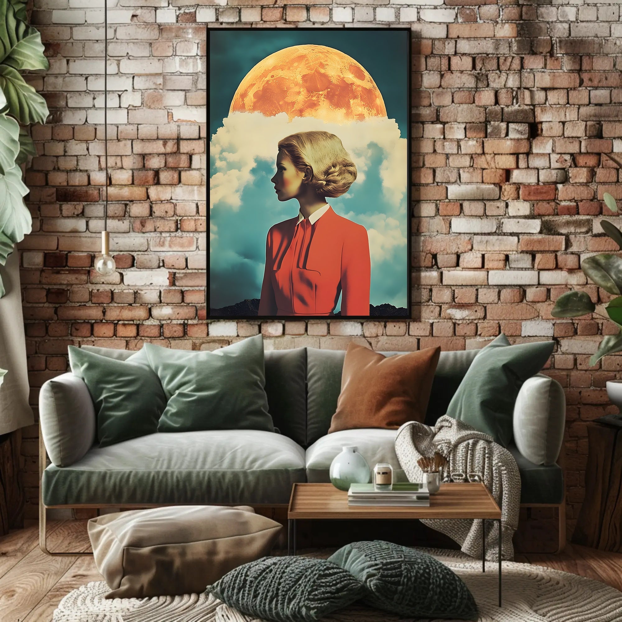 Lunar Portrait Poster Surreal Moon Wall Art Print