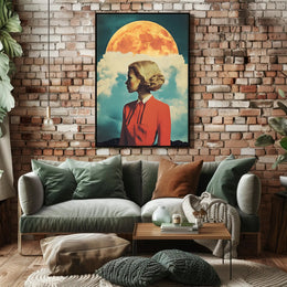 Lunar Portrait Poster Surreal Moon Wall Art Print