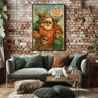 Whimsical North Pole Selfie Vintage Christmas Poster