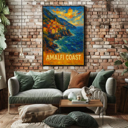 Amalfi Coast Poster Wall Art Scenic Coastal Print Decor