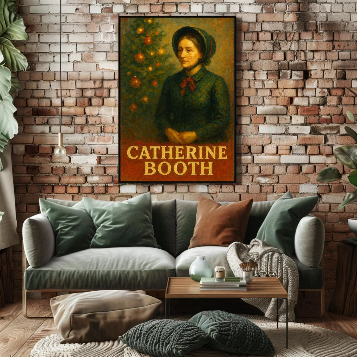 This stylized poster features an artistic depiction of a woman labeled "Catherine Booth." Travel Poster