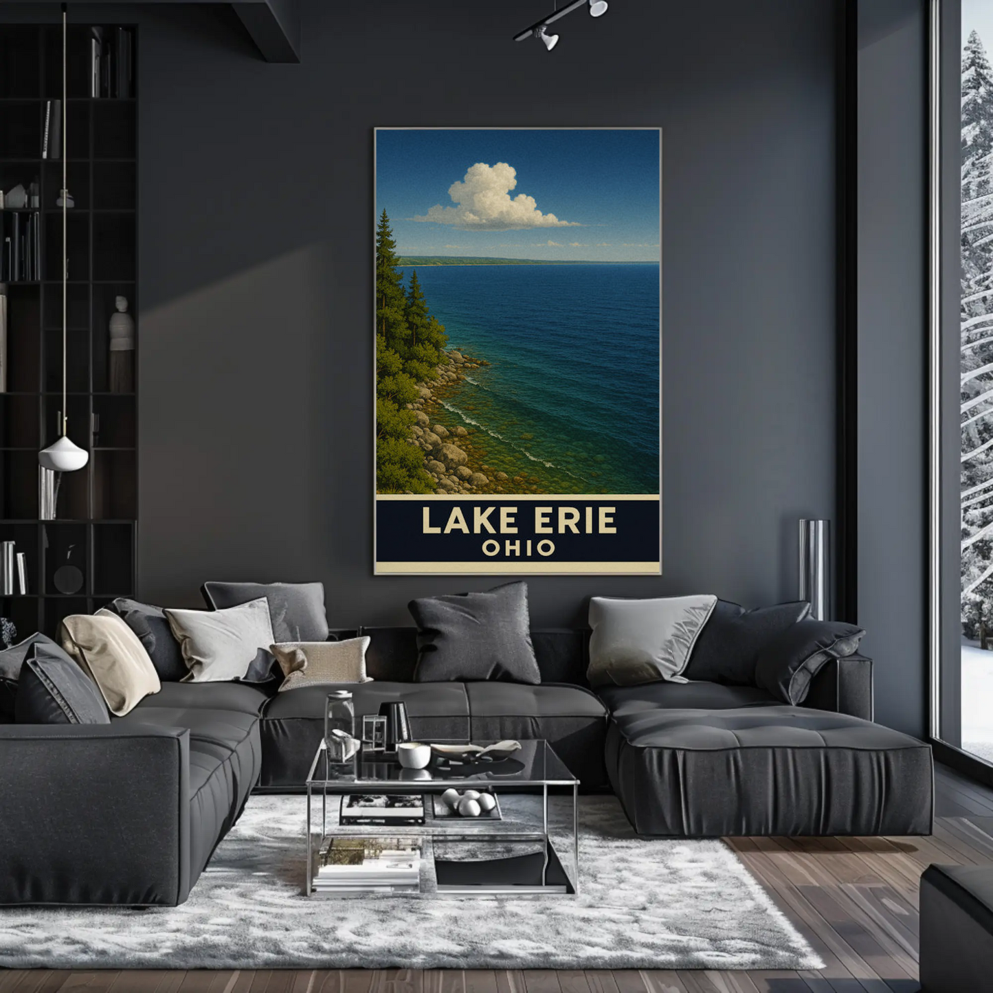 Lake Erie Ohio Rocky Shoreline Scenic Nature Poster