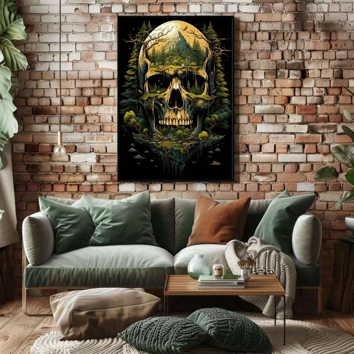 Nature-Inspired Skull Landscape Art Poster - Abstract, Artistic, or Pop Culture Poster