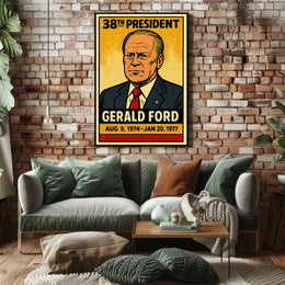 Gerald Ford 38th President of the United States Inked Comic Style Poster