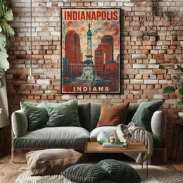 Indianapolis Monument Cityscape Retro Patriotic Poster