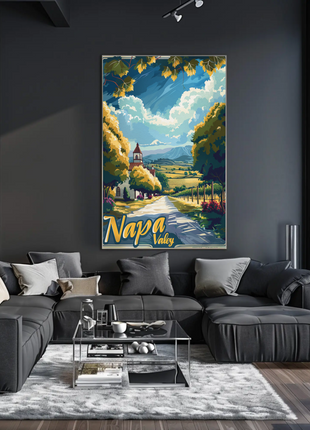 Napa Valley Vineyard Road California Travel Poster