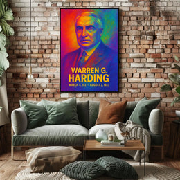 Warren G. Harding 29th President of the United States Neon Gradient Overlay Poster