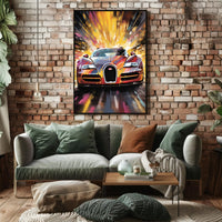 Fiery Sports Car Speed Chase Poster