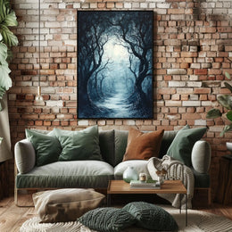 Misty Woodland Pathway Art Print Poster