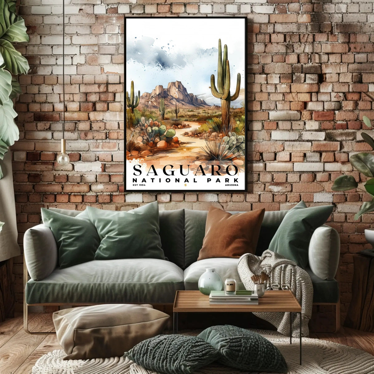 Saguaro Watercolor Wall Art Poster