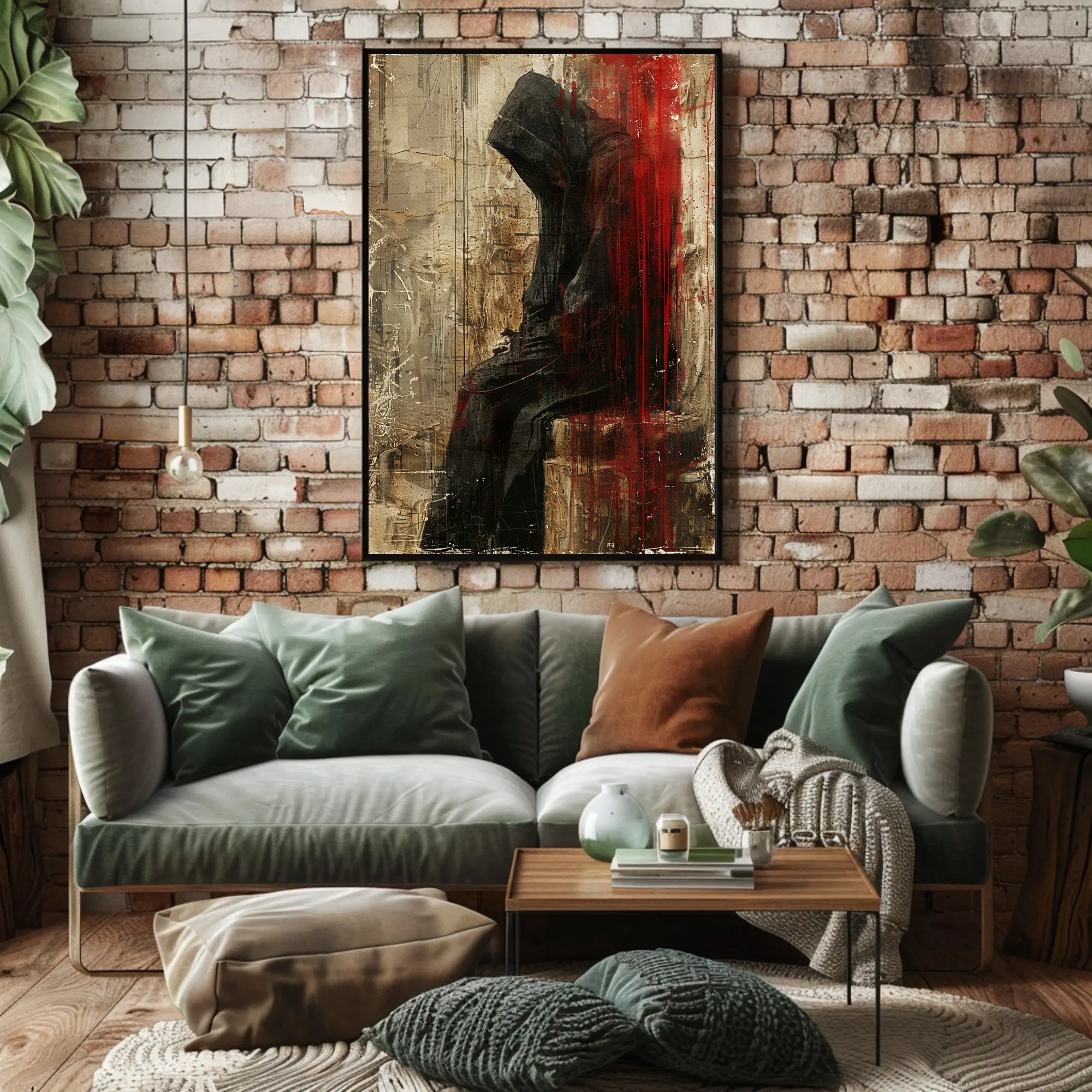 Mysterious Hooded Figure Abstract Artistic Poster PosterGoat
