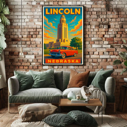 Lincoln Nebraska Cityscape Scenic Wanderlust Poster